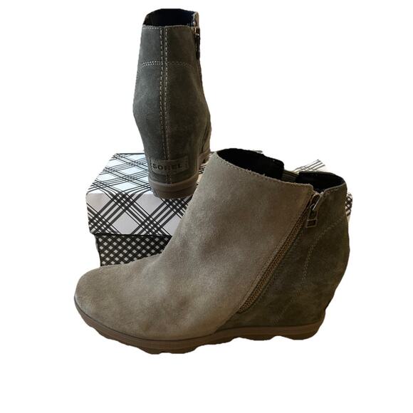 Sorel Womens Green Suede Leather Ankle Boots Zip Up Joan of Arctic Chelsea Sz 11 - Picture 9 of 13